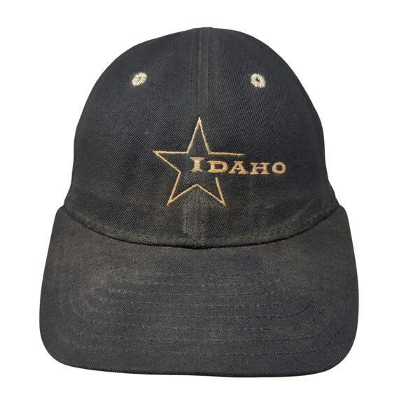 Idaho Star Fitted Hat Black 7 1/8 Embroidered Solid Vent Holes DeLong - Picture 1 of 9